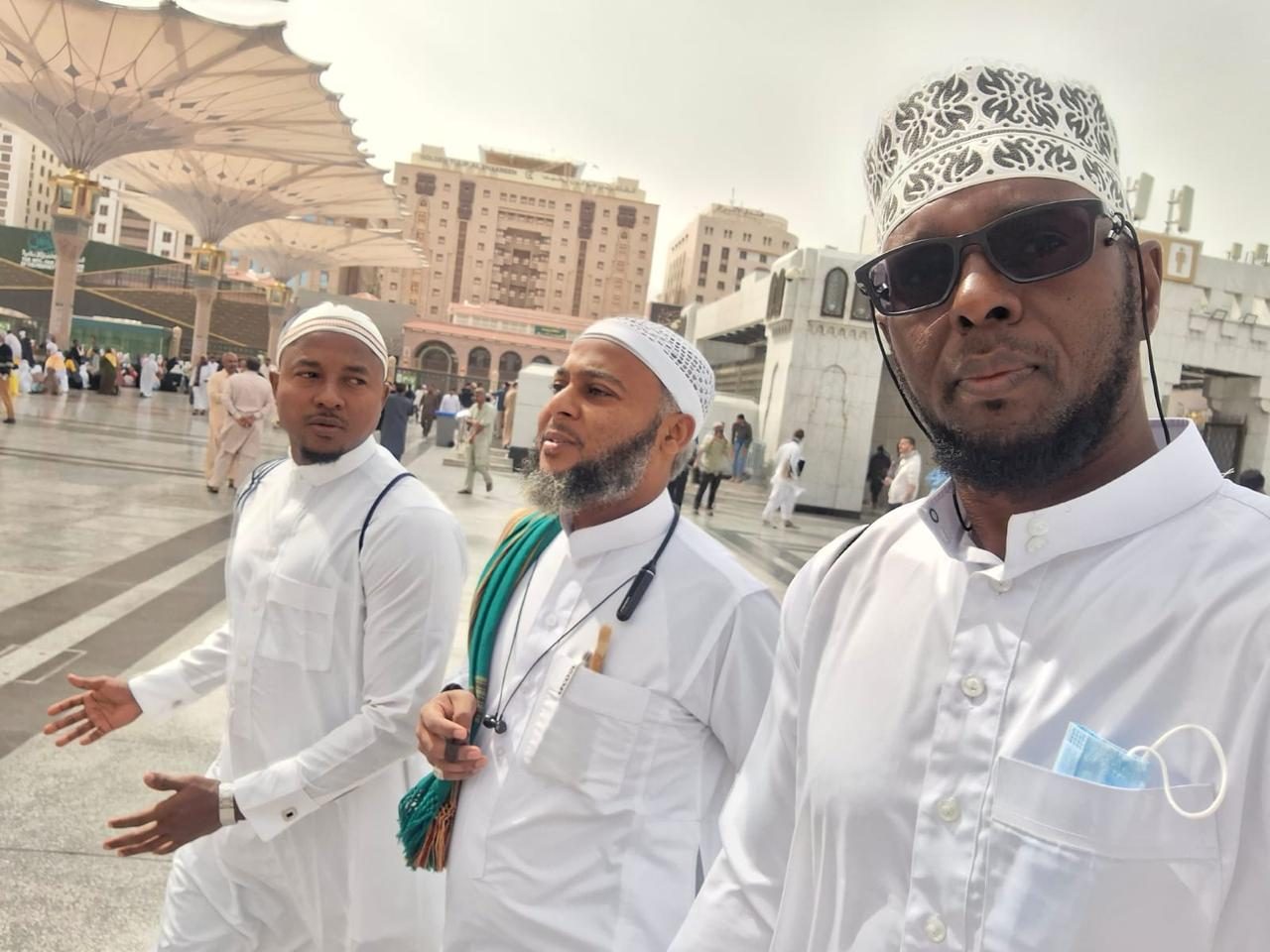 Walking in the courtyard of Masjid Nabawi